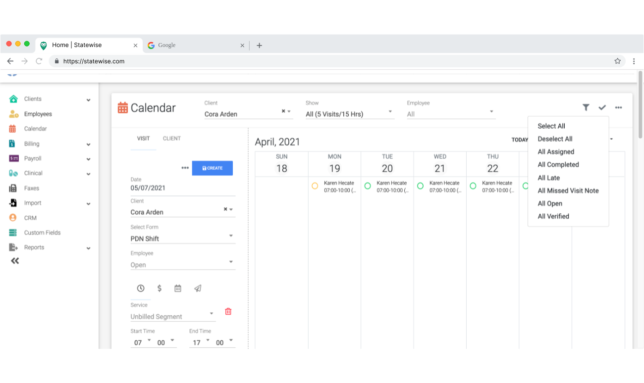 Statewise Scheduling